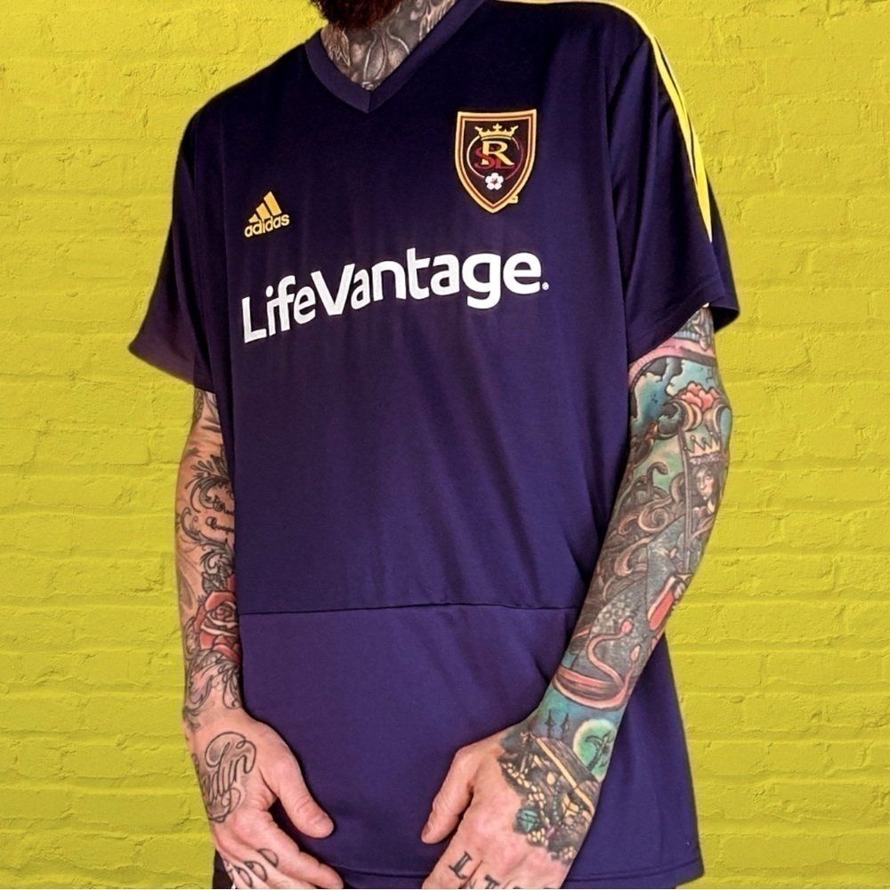 Real Salt Lake Adidas MLS Soccer Jersey
Navy blue red yellow white 
 XXL 25x32 - Picture 2 of 6